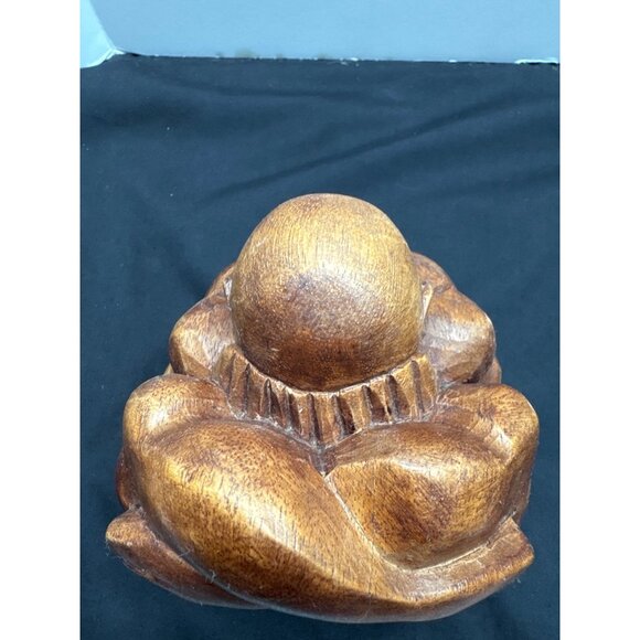 Weeping Crying Buddah Hand-Carved Natural Wood Thinker Sculpture - Picture 9 of 9